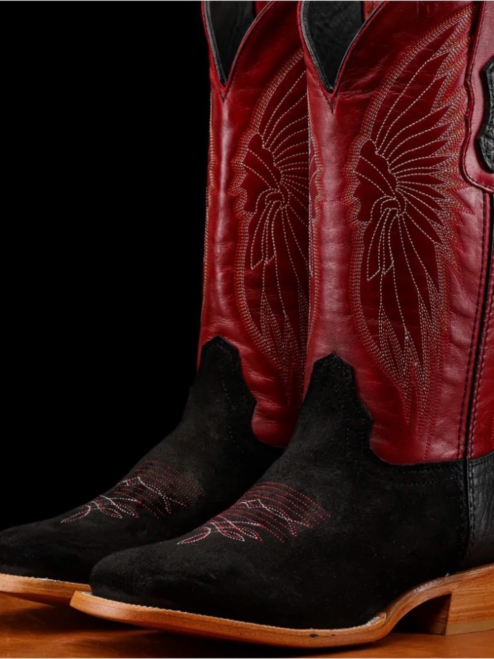 Black Rough-Out Boots - Square Toe - Picture 2 of 9
